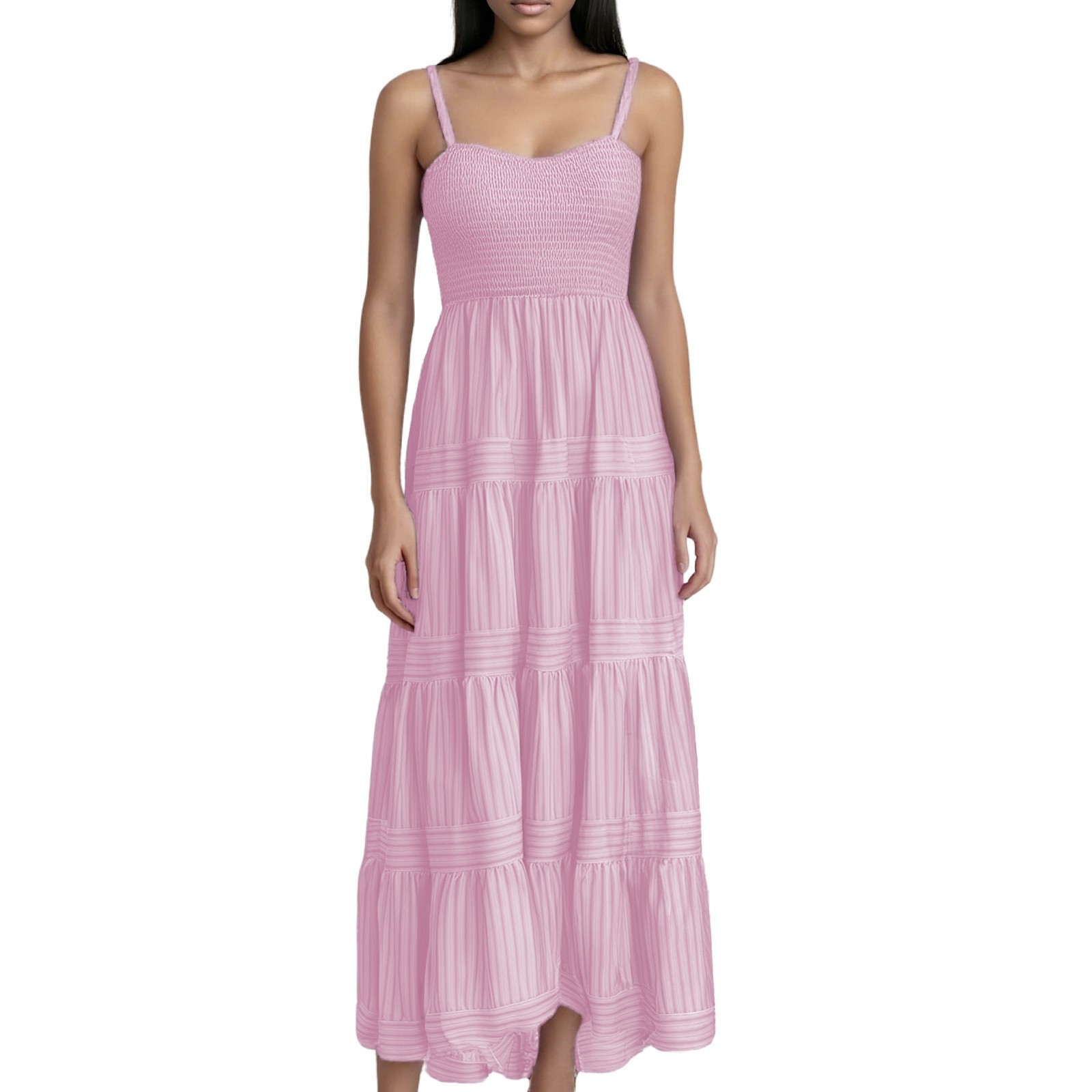 thumbnail image 2 of Vestido largo bohemio con tirantes a rayas para mujer - Vestido largo informal de verano para la playa, 2 of 5